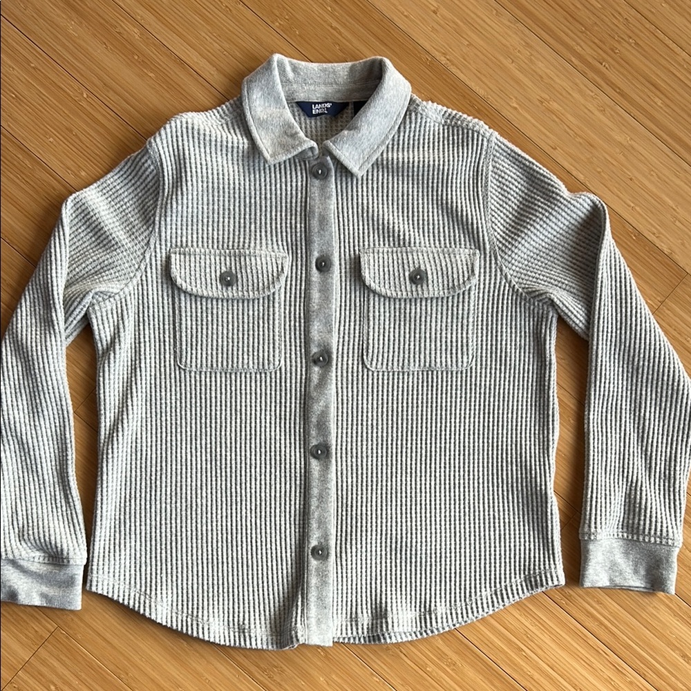 Land’s End Gray Waffle Button-Up Shirt